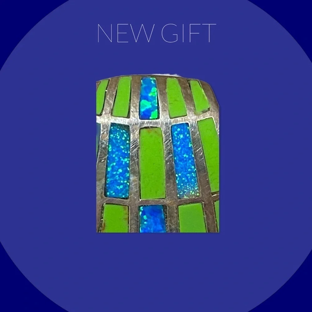 Opal turquoise pendant sterling silver - Picture 2 of 7